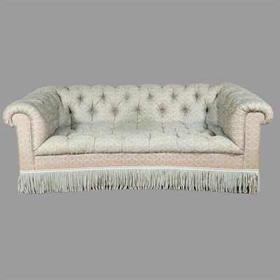 Lot 329 - Fortuny Fabric Upholstered Tufted Sofa Length...