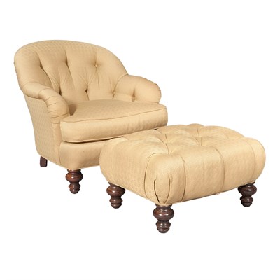 Lot 246 - Upholstered Armchair and an Ottoman en Suite