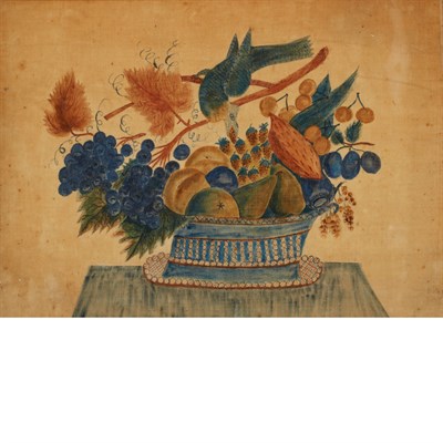 Lot 243 - American Theorem Painting On Velvet 19th...