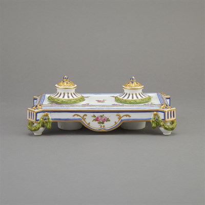 Lot 480 - Sevres Style Porcelain Encrier Height 3 inches,...