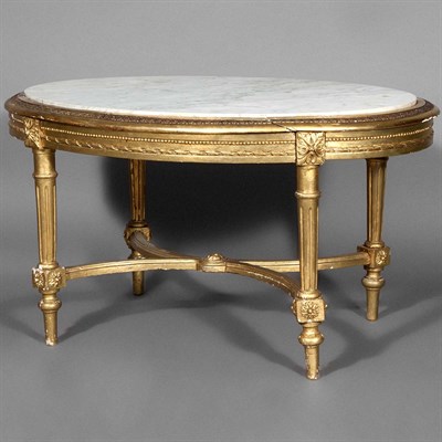 Lot 421 - Louis XVI Style Giltwood Low Table The white...