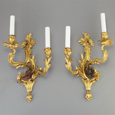 Lot 373 - Pair of Louis XV Style Gilt, Patinated and...
