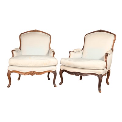 Lot 350 - Pair of Louis XV Style Carved and Dark Stained...