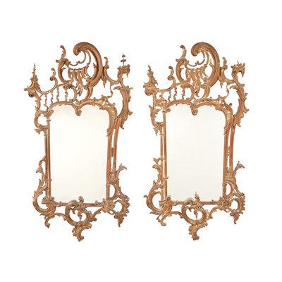 Lot 381 - Companion Pair of Rococo Style Carved Wood...
