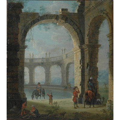 Lot 42 - Manner of Johannes Lingelbach Figures within a...