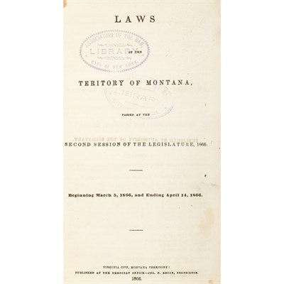 Lot 271 - [MONTANA TERRITORY] Acts, Resolutions and...