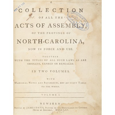 Lot 35 - [NORTH CAROLINA] A collection of all the acts...