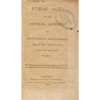 Lot 80 - [TENNESSEE] Public Acts of the General...
