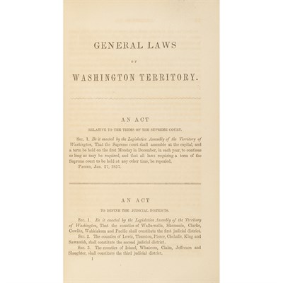 Lot 265 - [WASHINGTON TERRITORY] Acts of the Legislative...