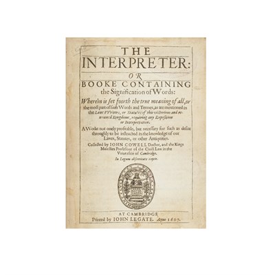 Lot 309 - [LAW DICTIONARY] COWELL, JOHN. The Interpreter:...