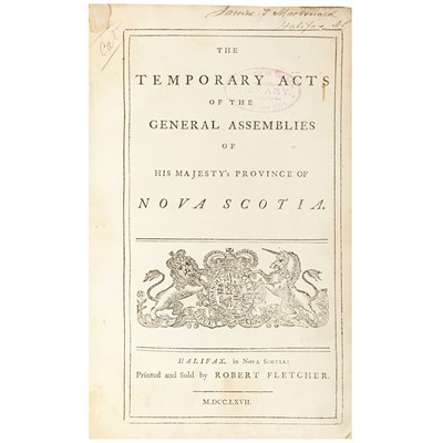 Lot 79 - [NOVA SCOTIA] The Temporary Acts of the...