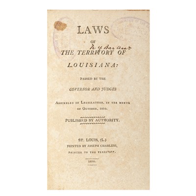 Lot 219 - [LOUISIANA TERRITORY - MISSOURI] Laws of the...