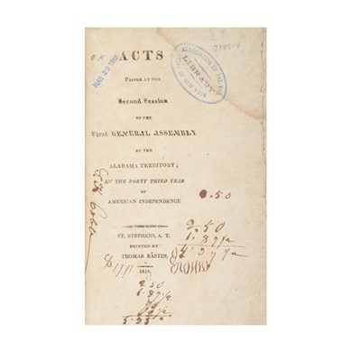 Lot 227 - [ALABAMA TERRITORY] Acts passed at the Second...