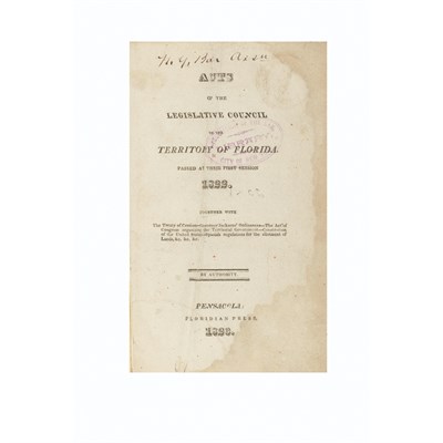 Lot 231 - [FLORIDA TERRITORY] Acts of the Legislative...