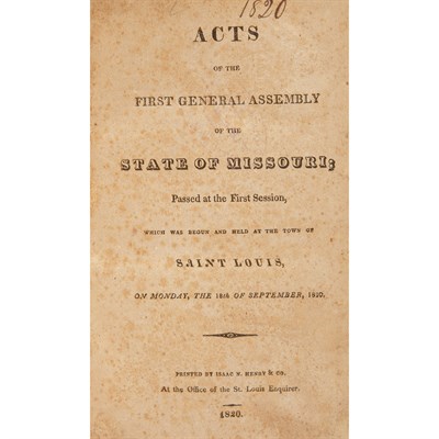 Lot 88 - [MISSOURI] Acts of the First General Assembly...
