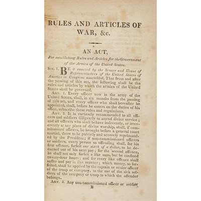 Lot 188 - [WAR OF 1812] An Act establishing Rules and...
