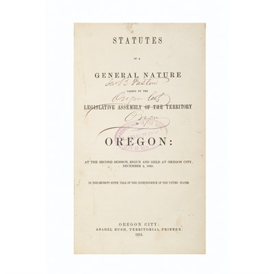 Lot 261 - [OREGON] Statutes of a General Nature Passed...