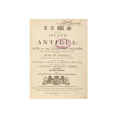 Lot 77 - [ANTIGUA] The Laws of the Island of Antigua...