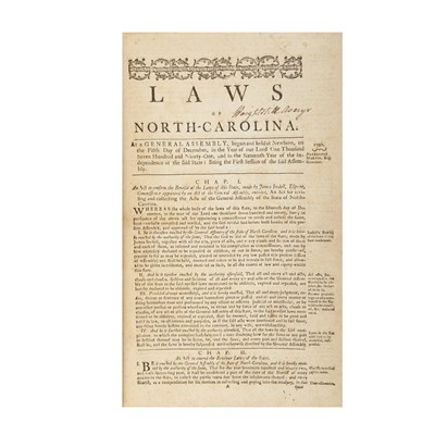 Lot 178 - [NORTH CAROLINA] Bound volume of session laws,...