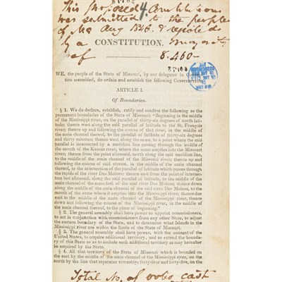Lot 70 - [MISSOURI] Constitution of the State of...