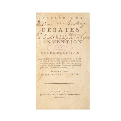 Lot 177 - [NORTH CAROLINA] Proceedings and Debates of...