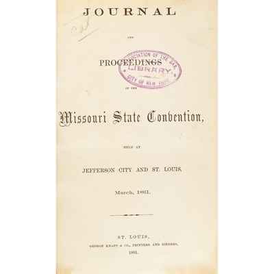 Lot 85 - [MISSOURI - CIVIL WAR] Journal and Proceedings...