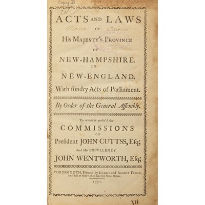 Lot 14 - [NEW HAMPSHIRE] Acts and Laws, of His...