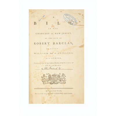 Lot 47 - [NEW JERSEY] [BOUDINOT, ELIAS]. A Bill in the...