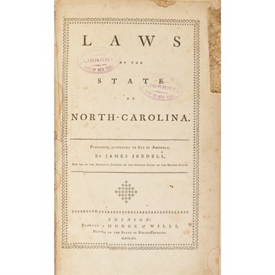Lot 62 - [NORTH CAROLINA] IREDELL, JAMES. Laws of the...