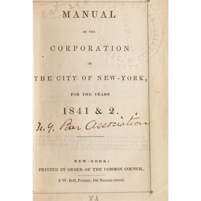 Lot 59 - [NEW YORK - VALENTINE'S MANUAL] Manual of the...