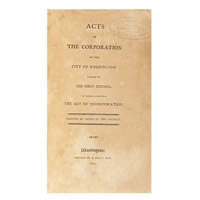 Lot 185 - [WASHINGTON, D.C.] Acts of the Corporation of...
