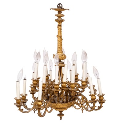 Lot 347 - Rococo Style Gilt-Metal Twenty-Light Bronze Chandelier