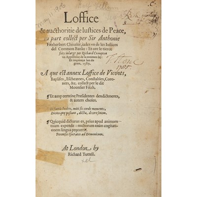Lot 306 - FITZHERBERT, ANTHONY Loffice & aucthoritie de...