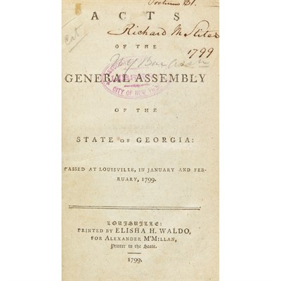Lot 58 - [GEORGIA] Run of George Laws, 1799-1820,...