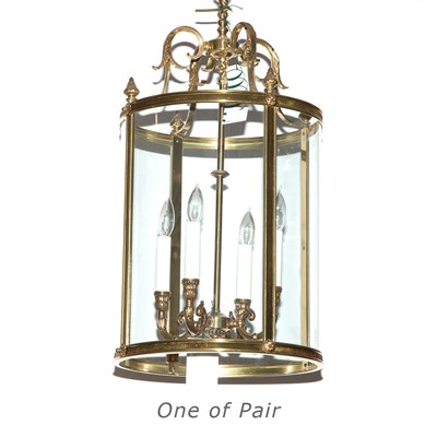Lot 298A - Pair of French Style Brass and Glass Hall...