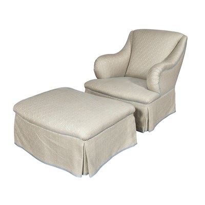 Lot 243 - Upholstered Club Chair and Ottoman en Suite