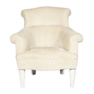 Lot 260 - White Velvet Upholstered Club Chair