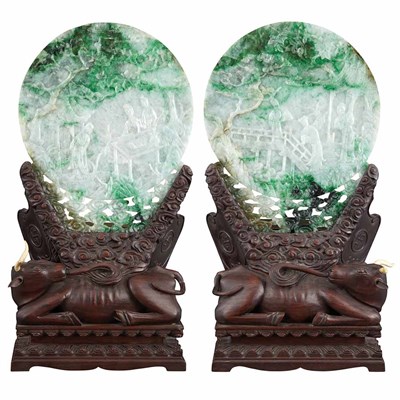 Lot 69 - Pair of Chinese Jade Table Screens 19th...