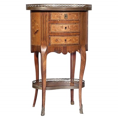 Lot 430 - Louis XVI Style Metal Mounted Marquetry Inlaid...