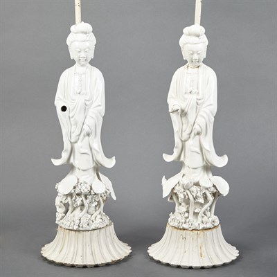Lot 181 - Pair of Chinese Blanc de Chine Figures of...