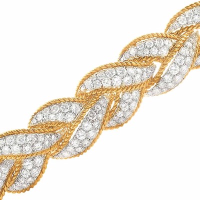 Lot 375 - Gold, Platinum and Diamond Bracelet