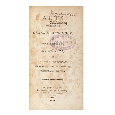Lot 222 - [MISSOURI TERRITORY] Acts passed by the...