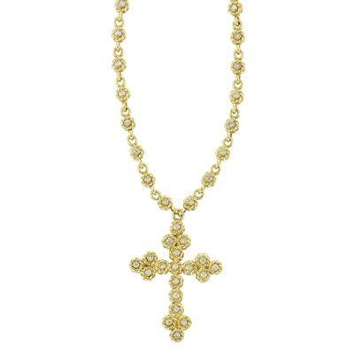 Lot 249 - Gold and Diamond Pendant-Necklace