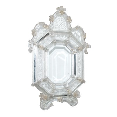 Lot 312 - Venetian Glass and Etched Mirror Framed Mirror...