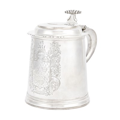 Lot 223 - Early American Silver Covered Tankard Peter...