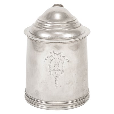 Lot 229 - American Silver Covered Tankard Unmarked, late...