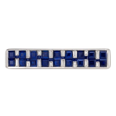 Lot 100 - Two-Color Gold, Platinum, Sapphire and Diamond Box, Cartier, France