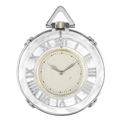 Lot 99 - Platinum, Rock Crystal and Diamond Open Face Dress Watch, C.H. Meylan