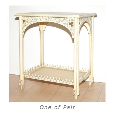 Lot 276 - Pair of Gothic Revival Style Painted Wood Side...