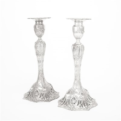 Lot 513 - Pair of American Sterling Silver Candlesticks...